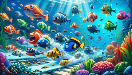 Frantic Fish in an underwater scene