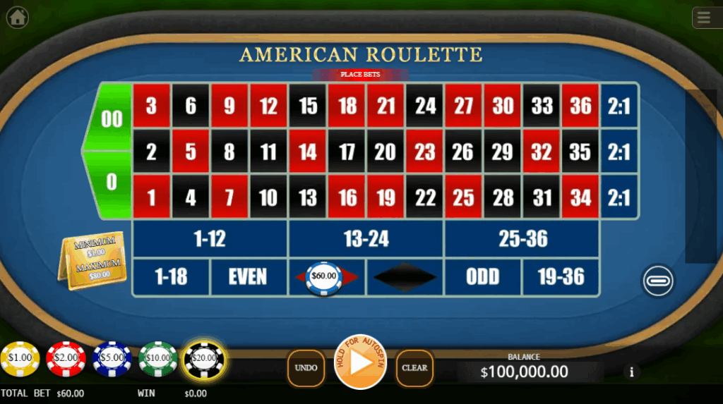 american roulette table