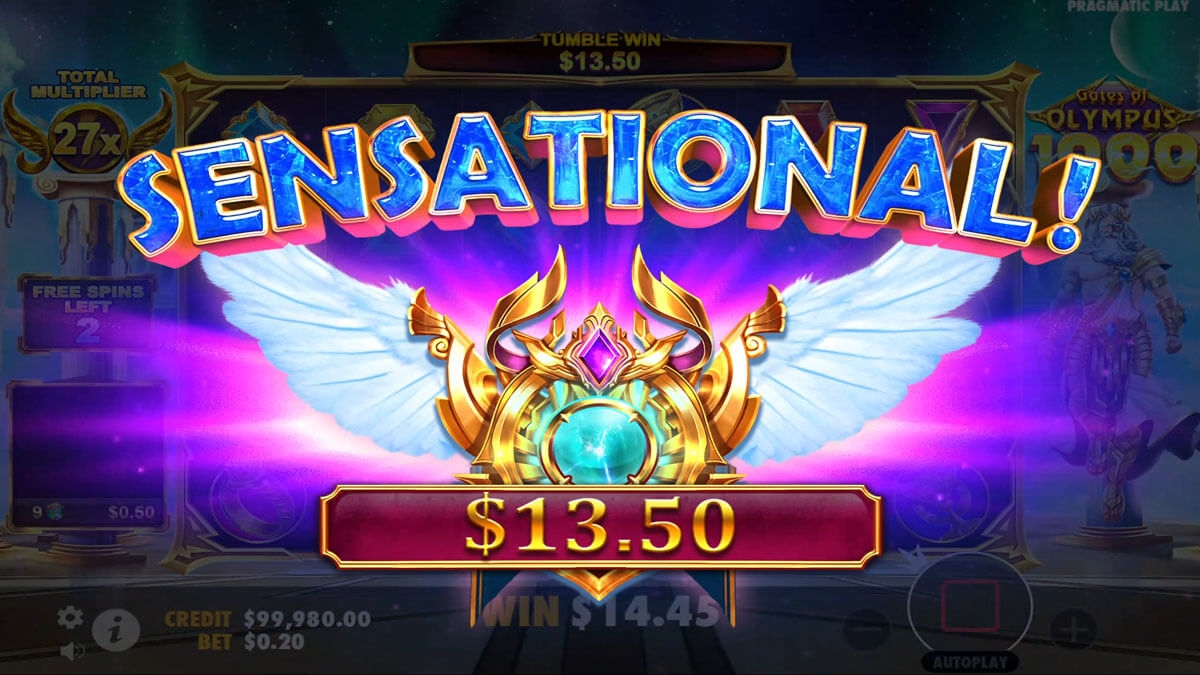 Screenshot of a big win on Gates Of Olympus 1000