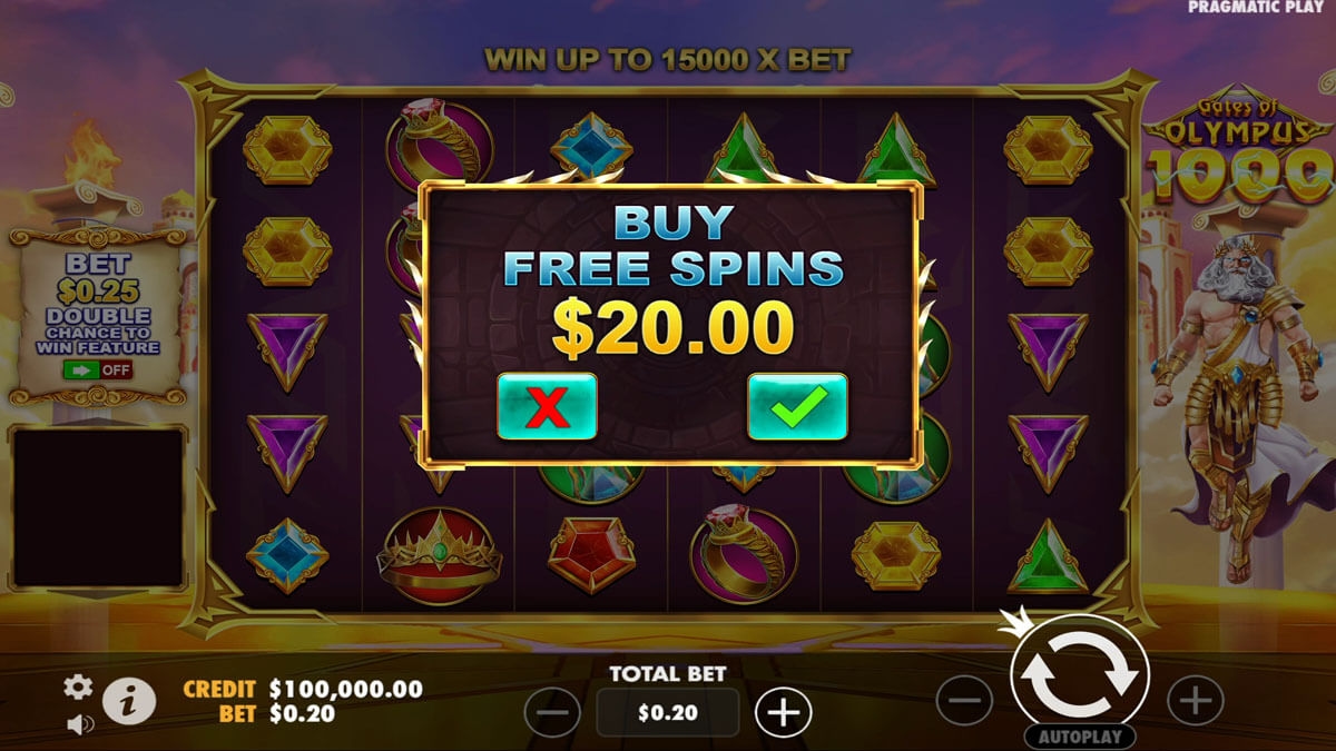 Screenshot of the Bonus Buy on Gates Of Olympus 1000