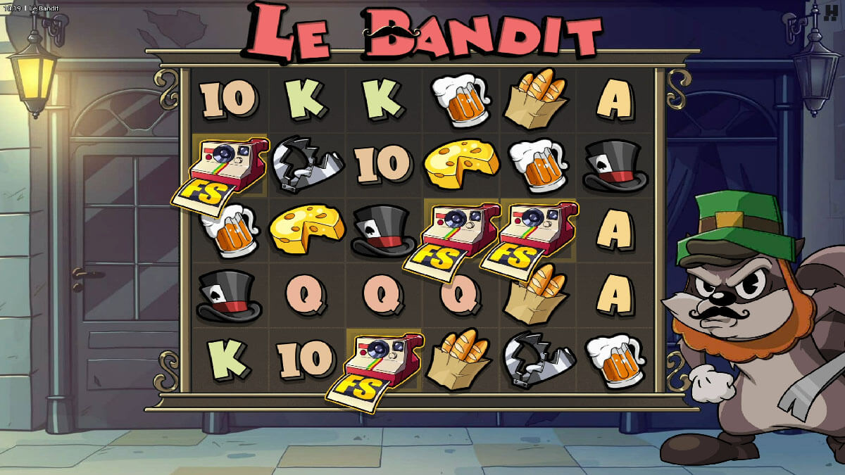 Screenshot of the bonus trigger on Le Bandit slot