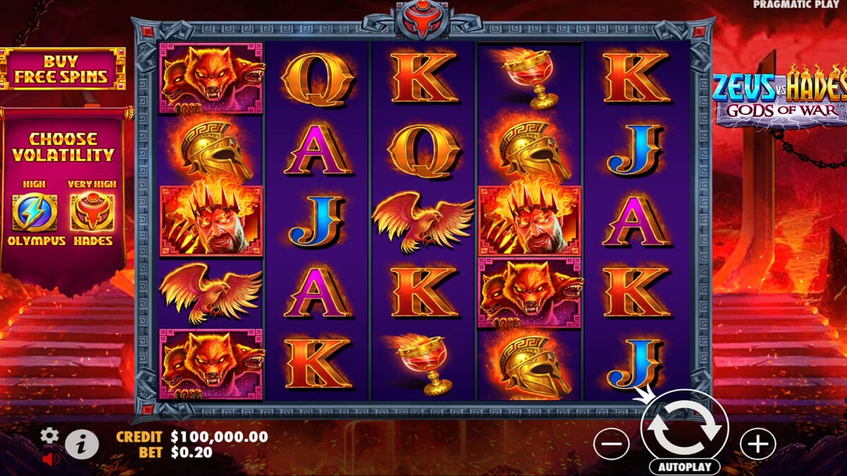 Screenshot of the Zeus Vs Hades slot in Hades Mode