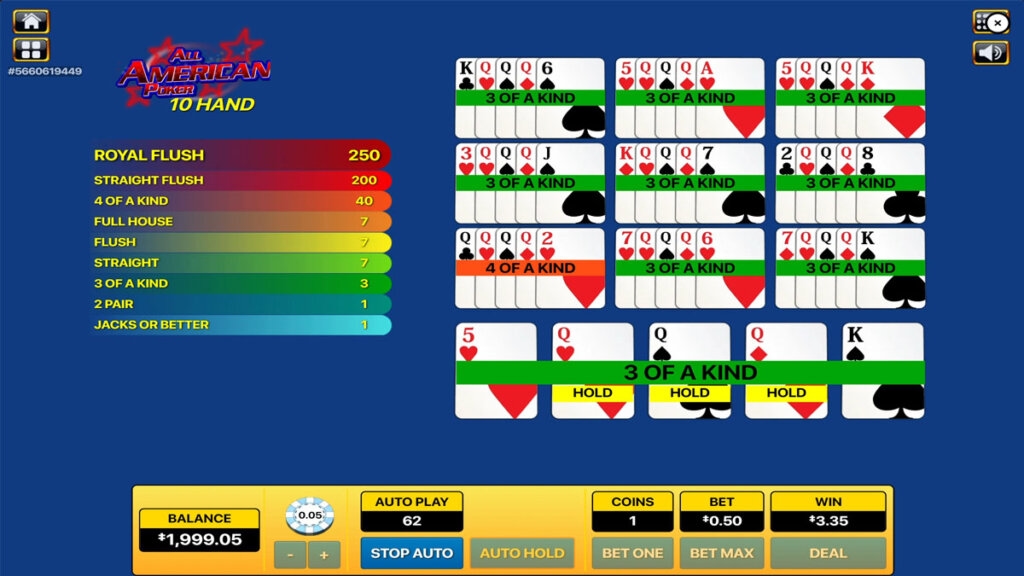 screenshot of a big win on All American Poker