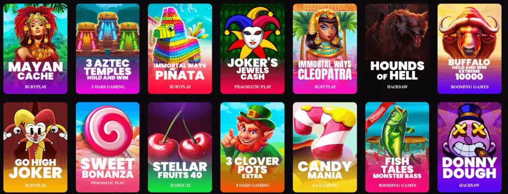 Rubyplay - Game Collection with vibrant slot designs.