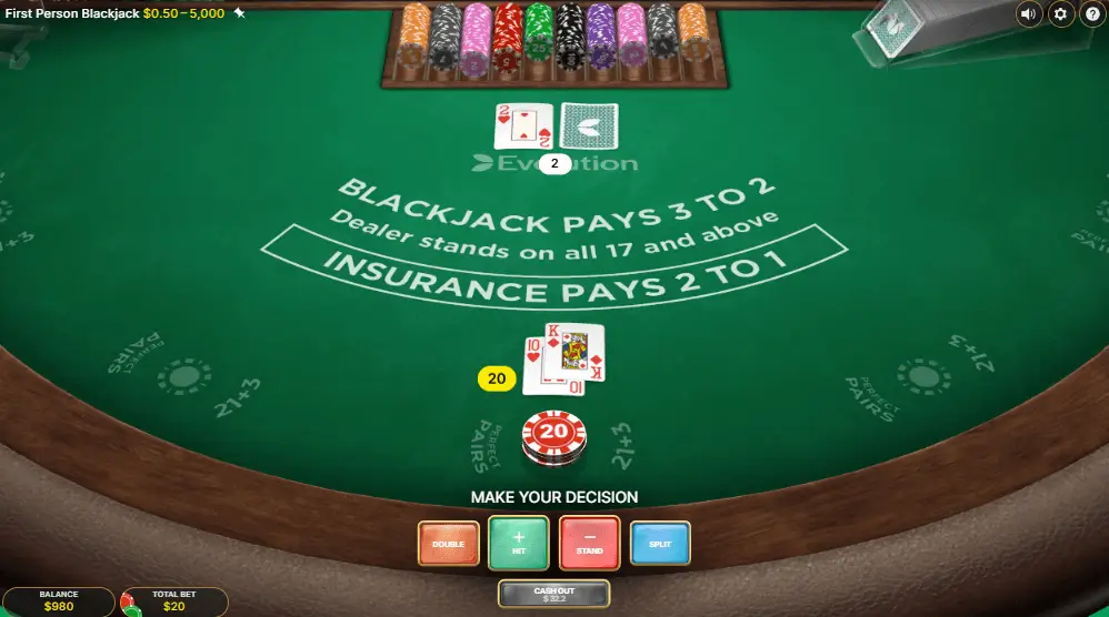 first person blackjack