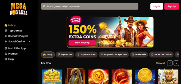 mega bonanza homepage