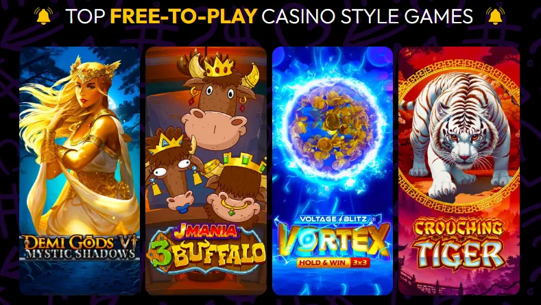 crown coins casinos banner with casino game highlights.