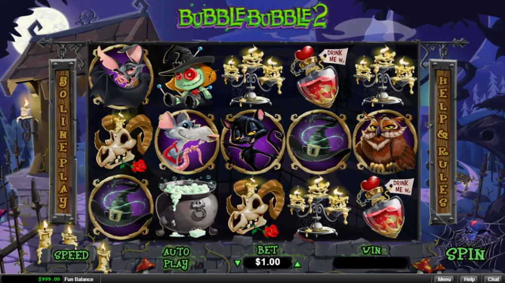 Bubble Bubble 2 - Slot game with spooky characters.