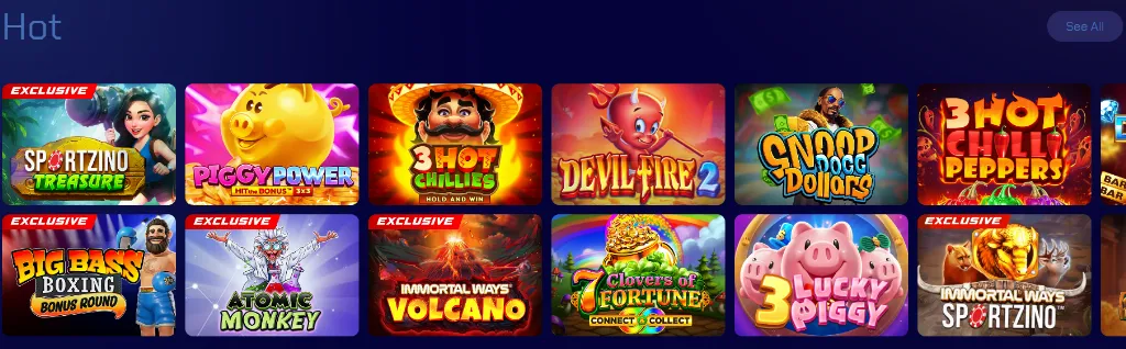 sportzino slot games list