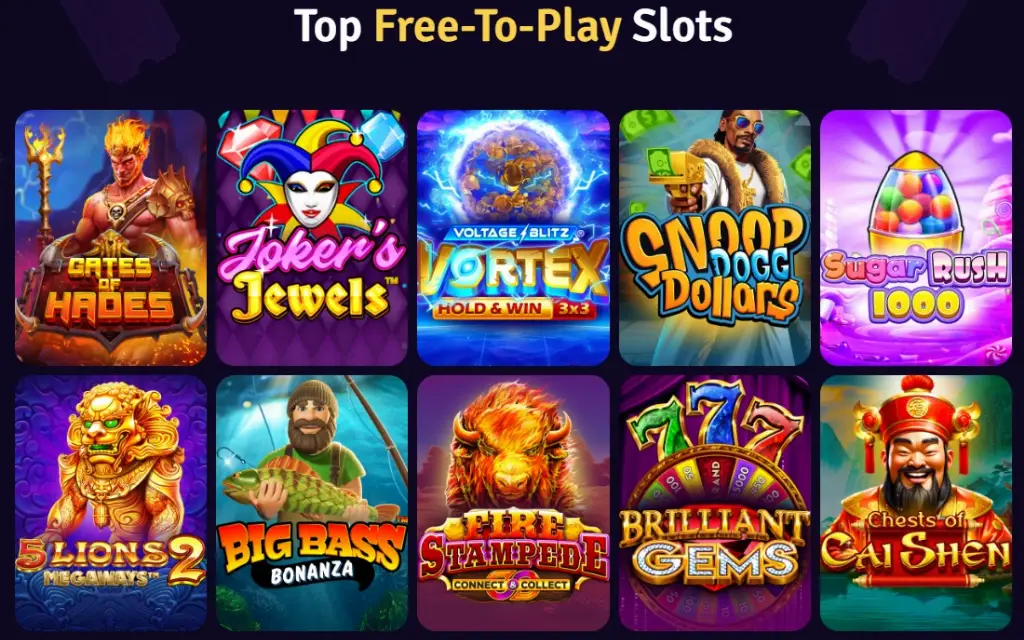 Lunaland Slots - Banner with top free-play games.