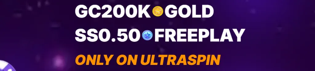 Ultraspin - Banner with gold and freeplay offers.