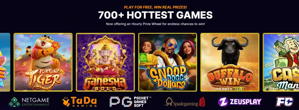 Ultraspin Games - Banner with various slot game icons.