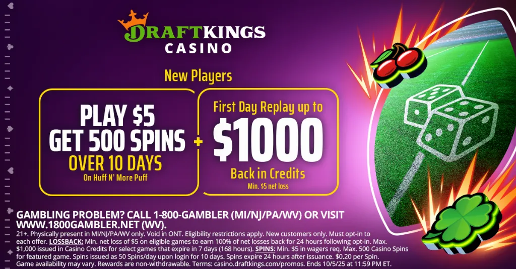DraftKings Casino - Banner with free spins offer