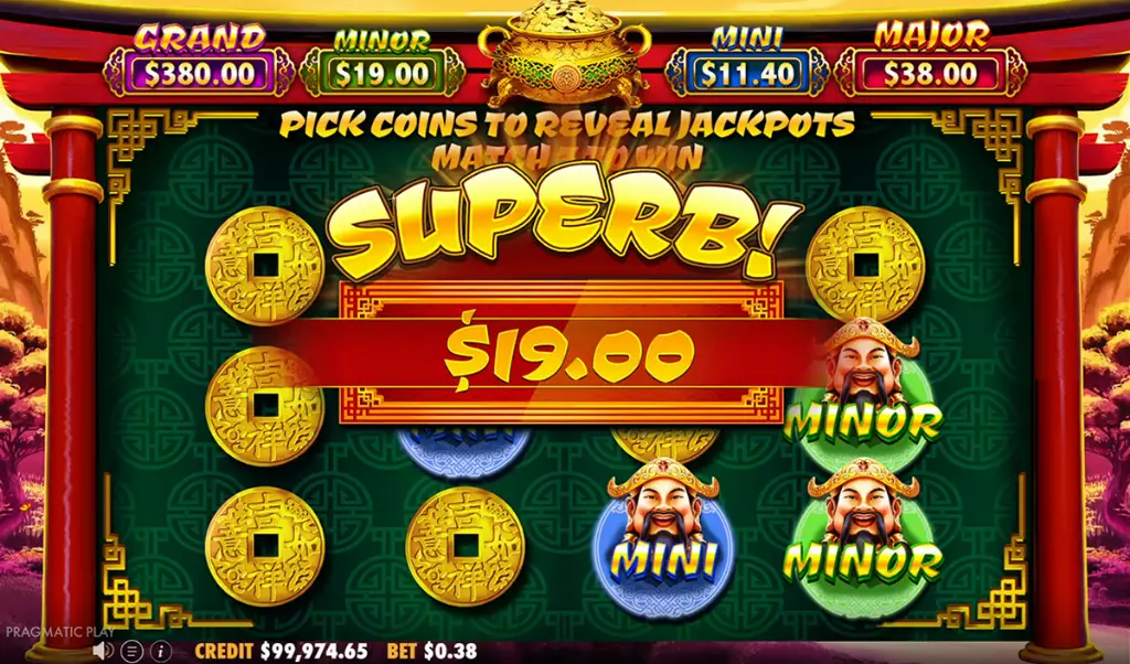 Caishen's Gold - Slot Game Image with Big Win