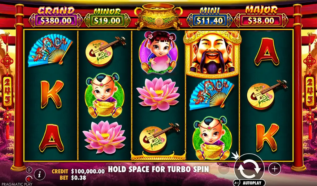Caishen's Gold - Product photo with slot machine elements.