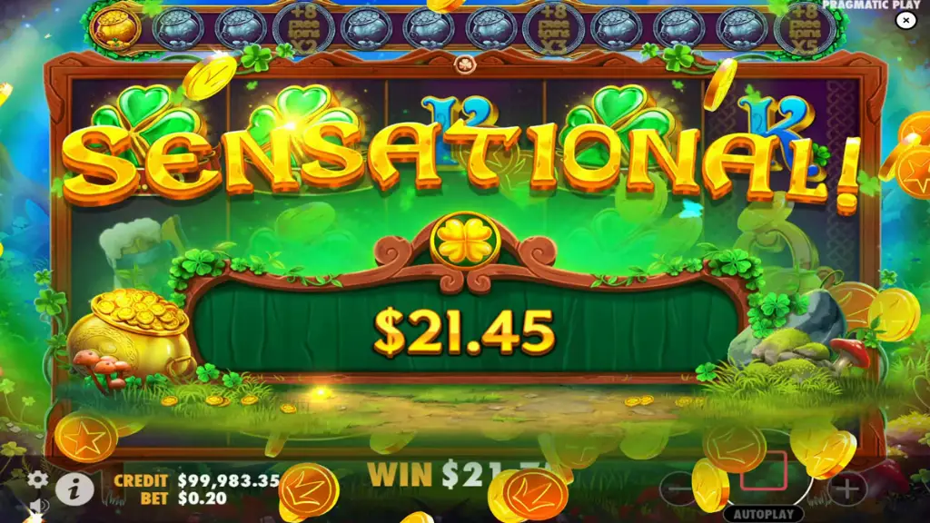 Clover Gold - Game Banner with big win alert.