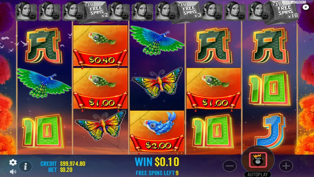 Floating Dragon - Game screenshot with colorful symbols