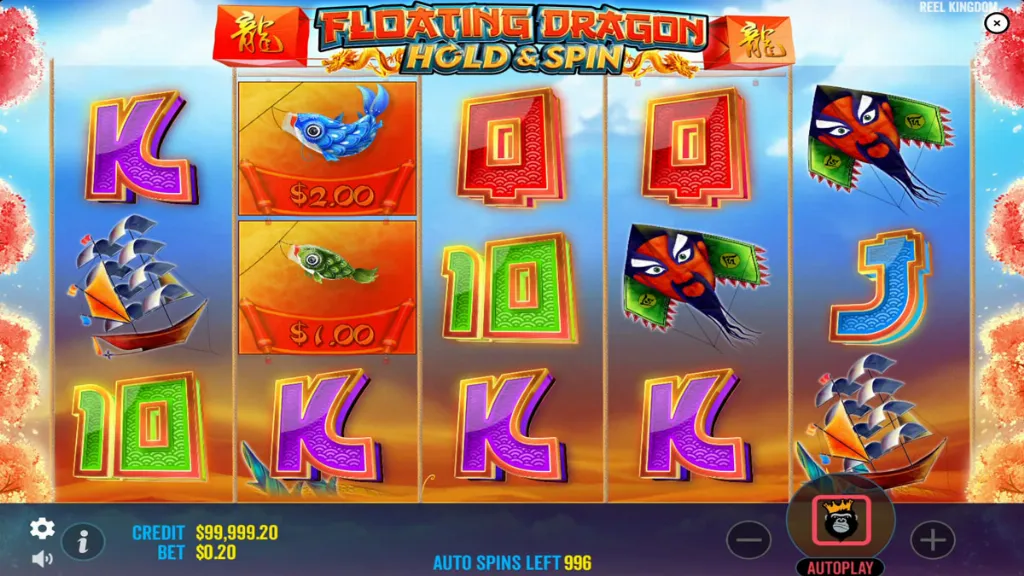 Floating Dragon - Slot Game with colorful reels.