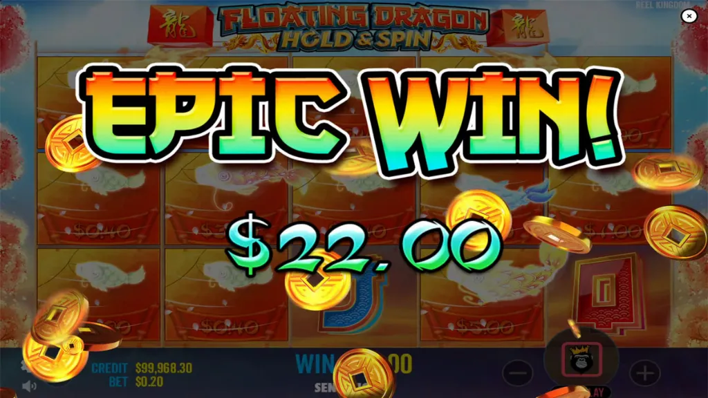 Floating Dragon - Banner with epic win display.