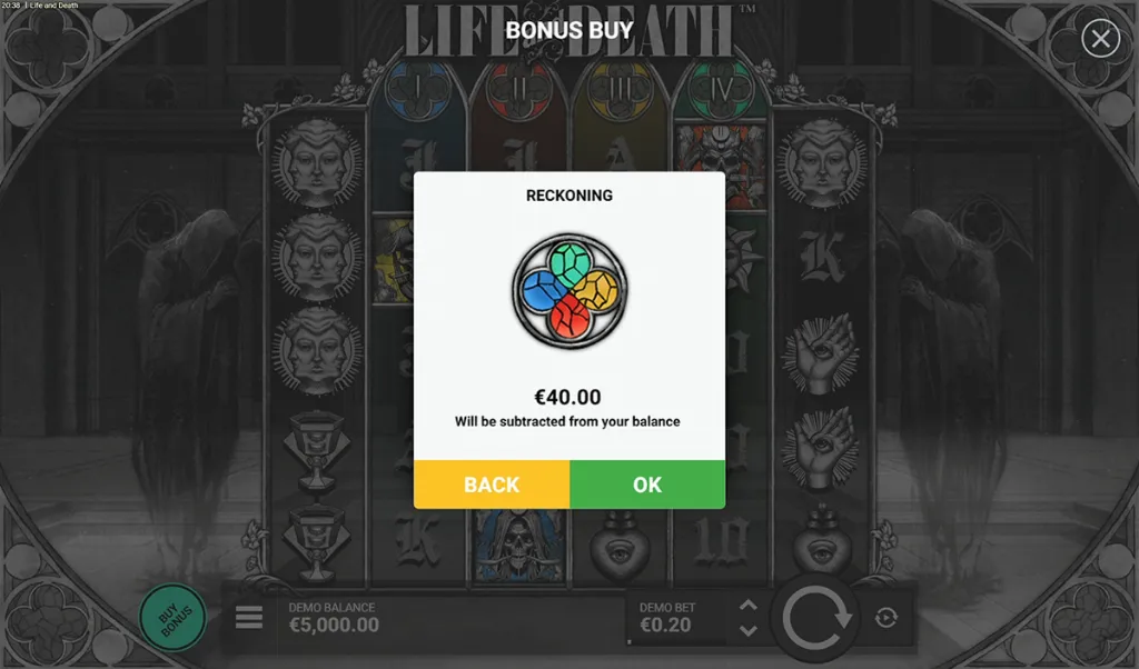 Life and Death - Slot Screenshot with Bonus Buy option