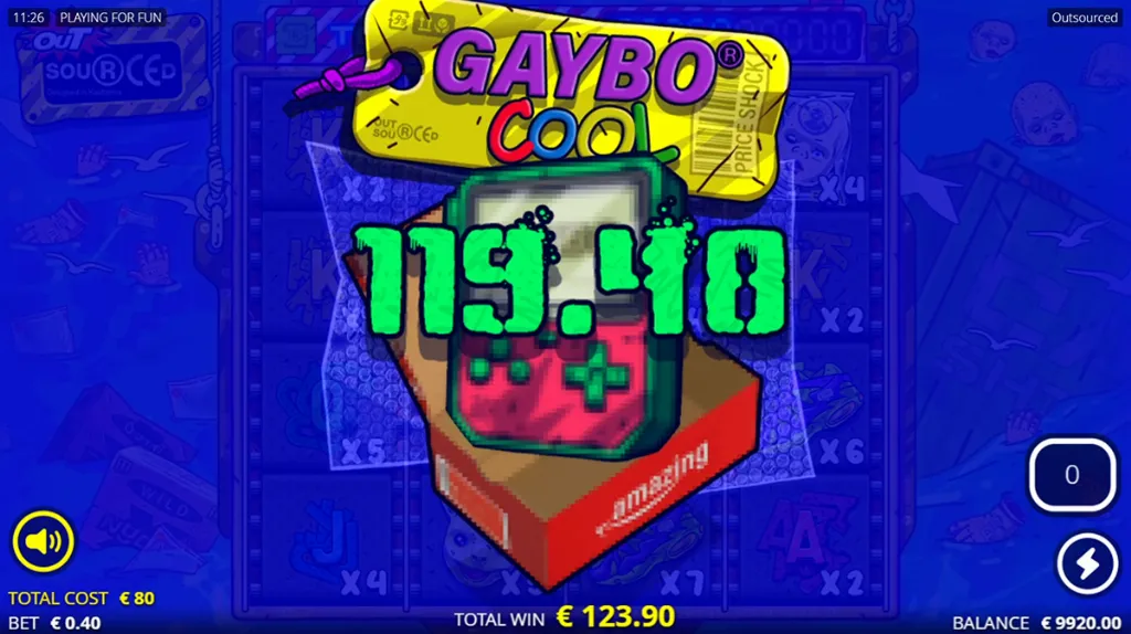 Gaybo - Game Banner with total win display.