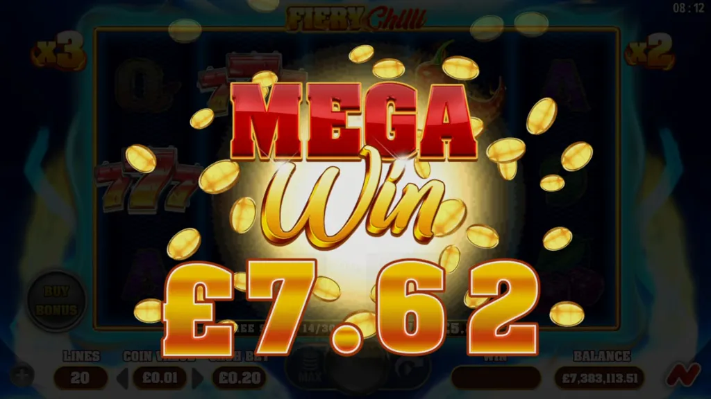 Fiery Chilli - Banner with Mega Win £7.62