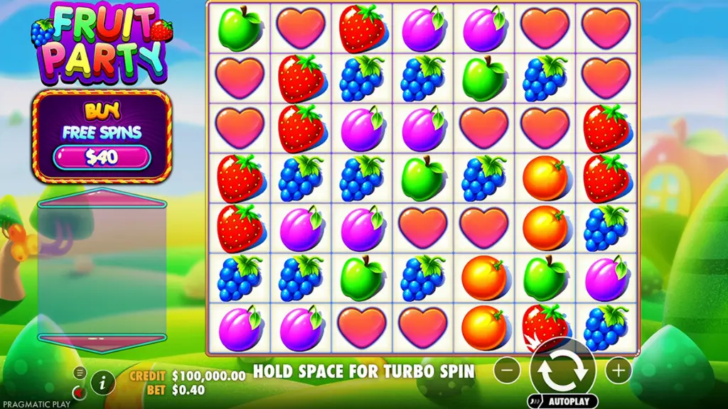 Fruit Party - Game screenshot with colorful fruits.