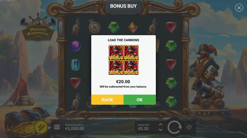 Pirate Bonanza - Product photo with bonus buy screen.