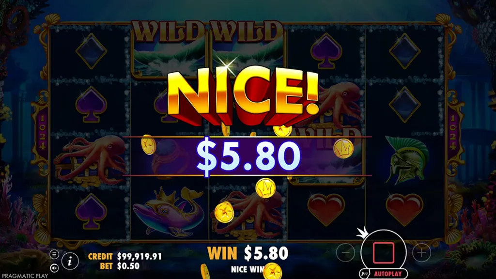 Queen of Atlantis - Banner with big win display.