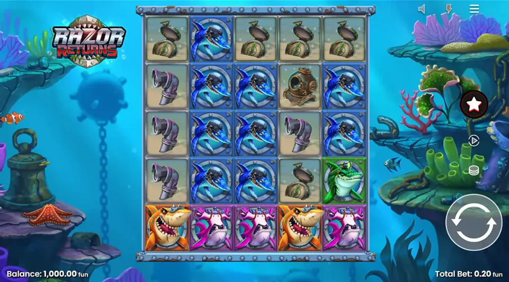 Razor Returns - Game Screenshot with underwater theme.