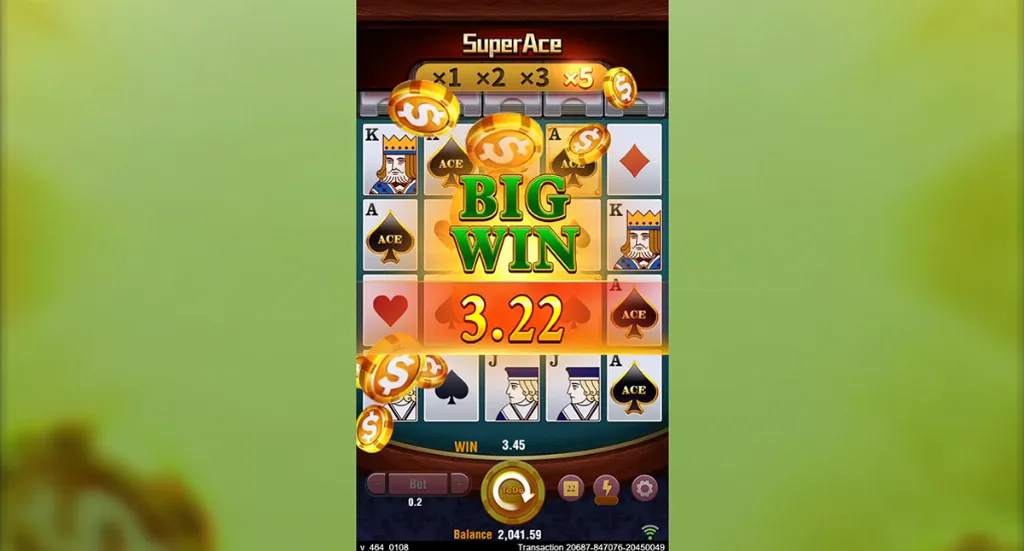 Super Ace - Game Screenshot with Big Win Display