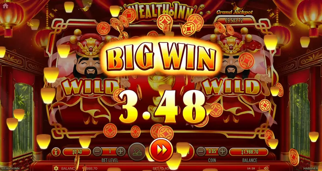 Wealth Inn - Game Screenshot with Big Win Notification