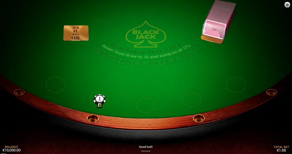 Blackjack Normal 1 - Game table with betting options.