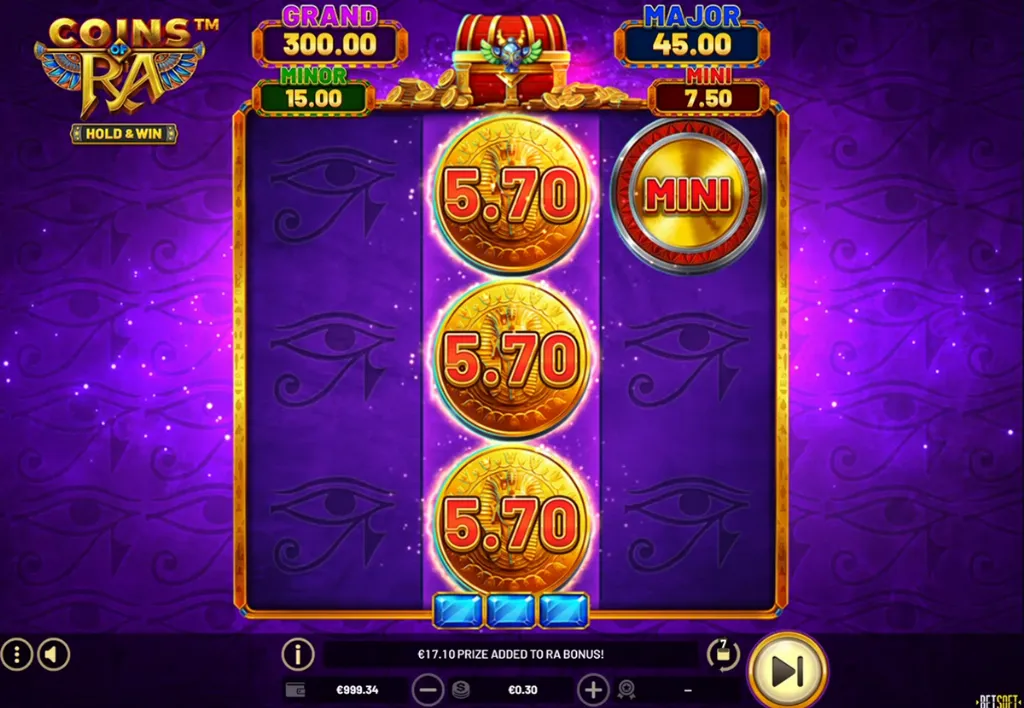 Coins of Ra - Product photo with bonus coins display.