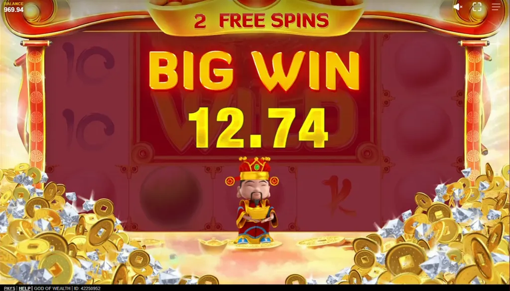 God of Wealth - Banner with big win display.