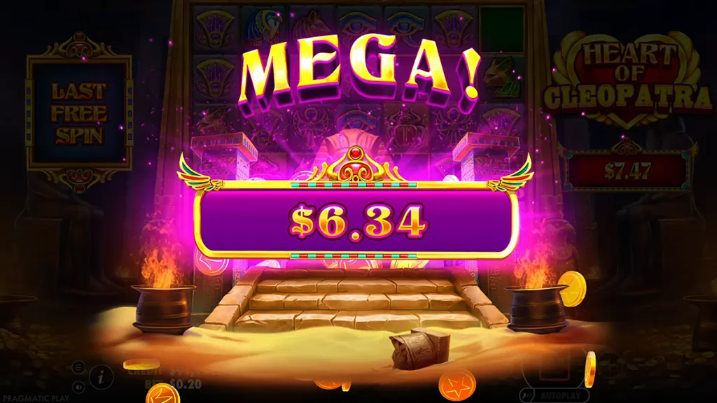 Heart of Cleopatra - Banner with big win display.