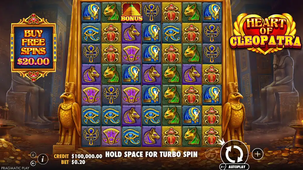 Heart of Cleopatra - Game screenshot with symbols.