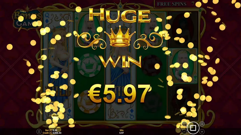 Queen of Cards - Banner with huge win display.