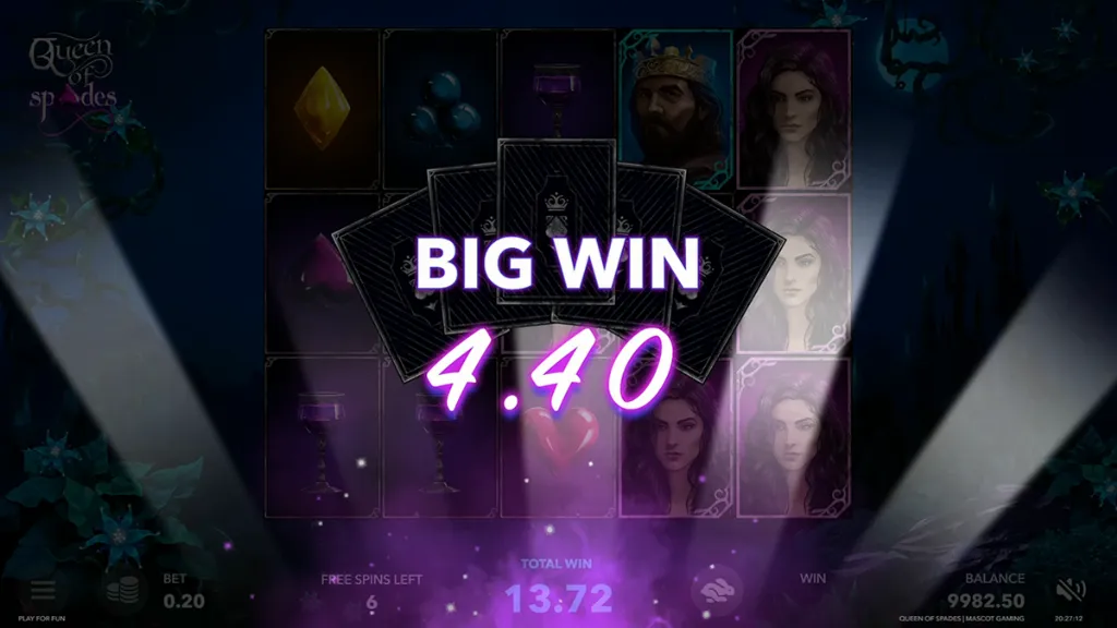 Queen of Spades - Game Screenshot with Big Win 4.40