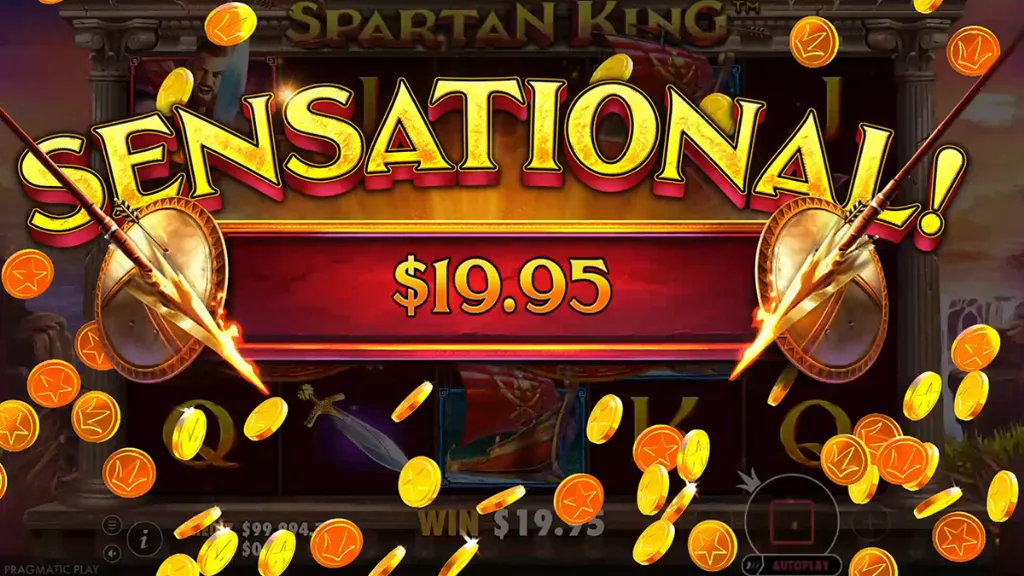 Spartan King - Banner with sensational win display.