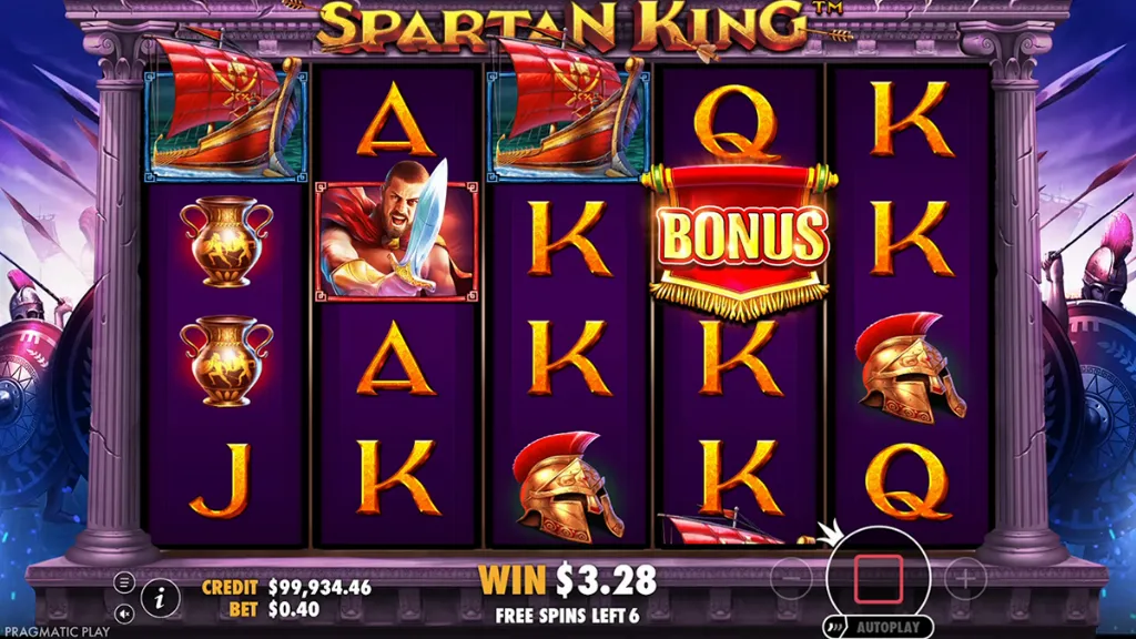 Spartan King - Slot Game with bonus feature.
