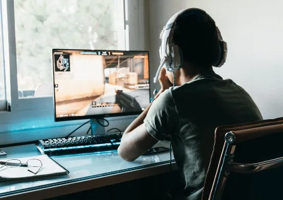 gamer playing pc