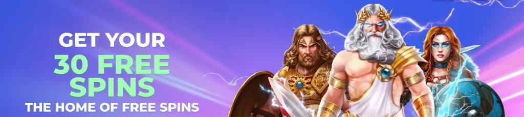 Spinblitz - Banner with characters and lightning.