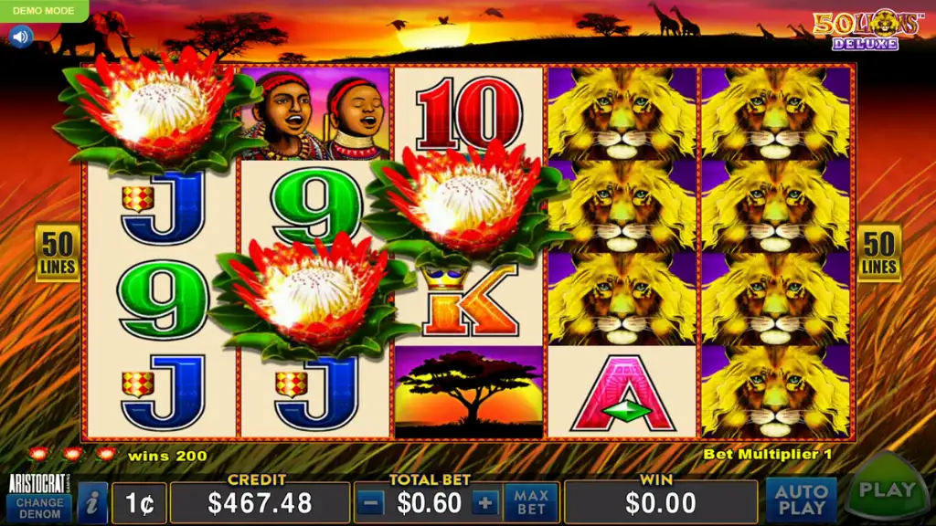 50 Lions - Slot Game Screenshot with Bonus Trigger