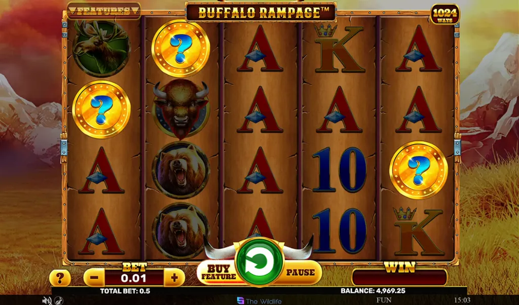 Buffalo Rampage - Slot Game with bonus trigger.