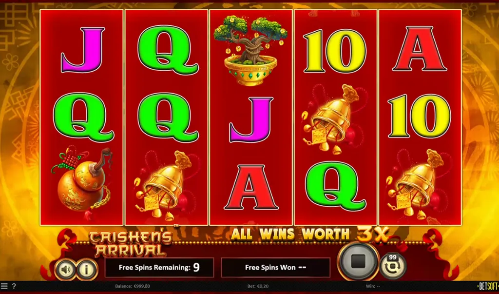 Caishen's Arrival - Slot Game Screen with Symbols