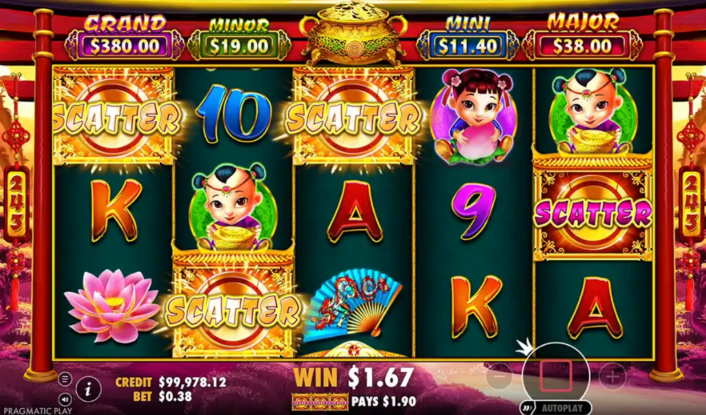 Caishen's Gold - Slot Game with bonus trigger.