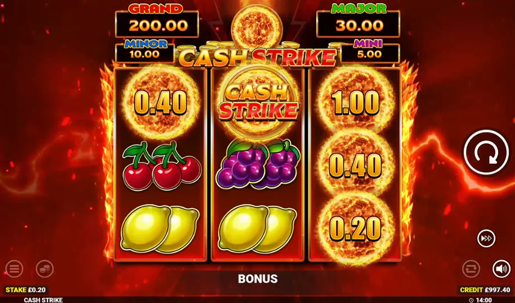 Cash Strike - Slot Game with bonus trigger display.