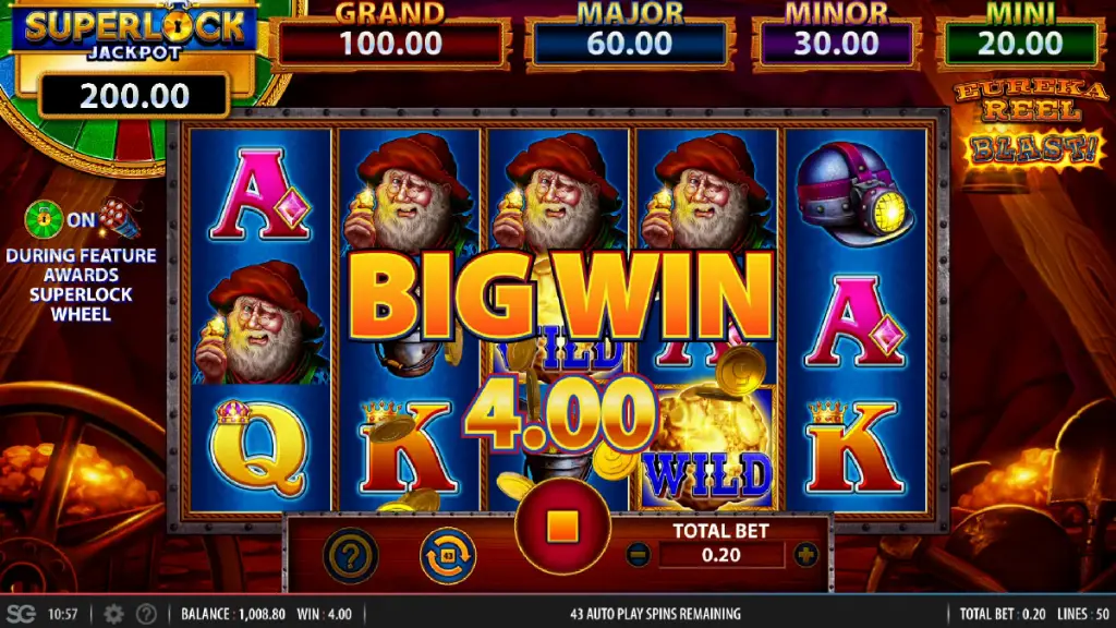 Eureka Reel Blast - Game Screenshot with Big Win