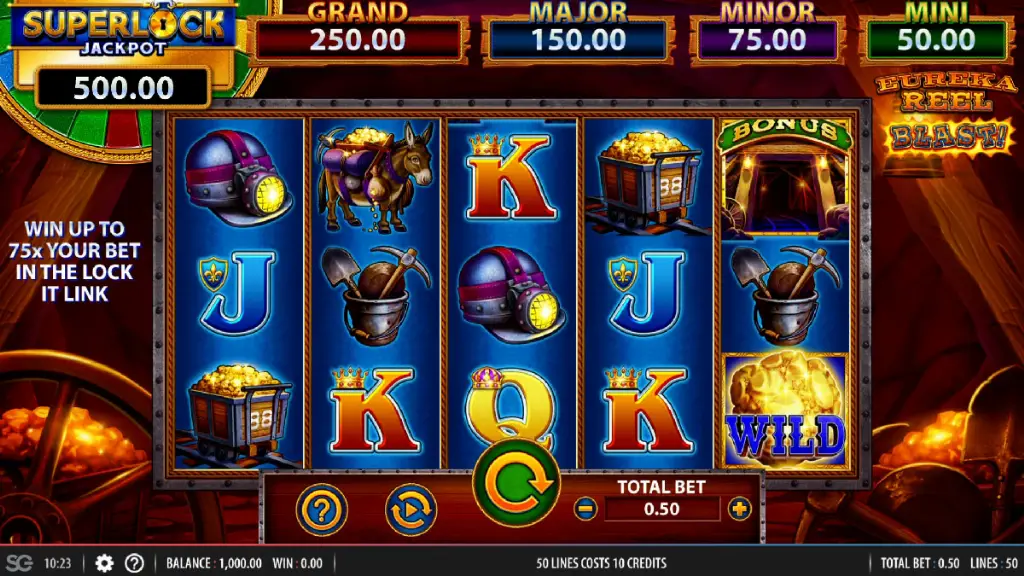Eureka Reel Blast - Product photo with slot game symbols.